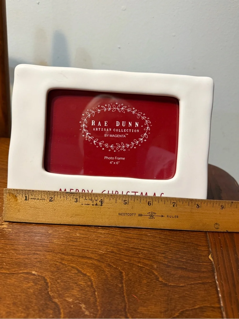 Rae Dunn White Ceramic Frame with Red Accent - Merry Christmas